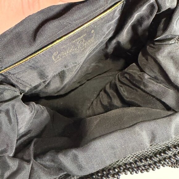 Stunning Vintage 1950's Black Corde Bead Cavier Evening bag Purse - Picture 8 of 15